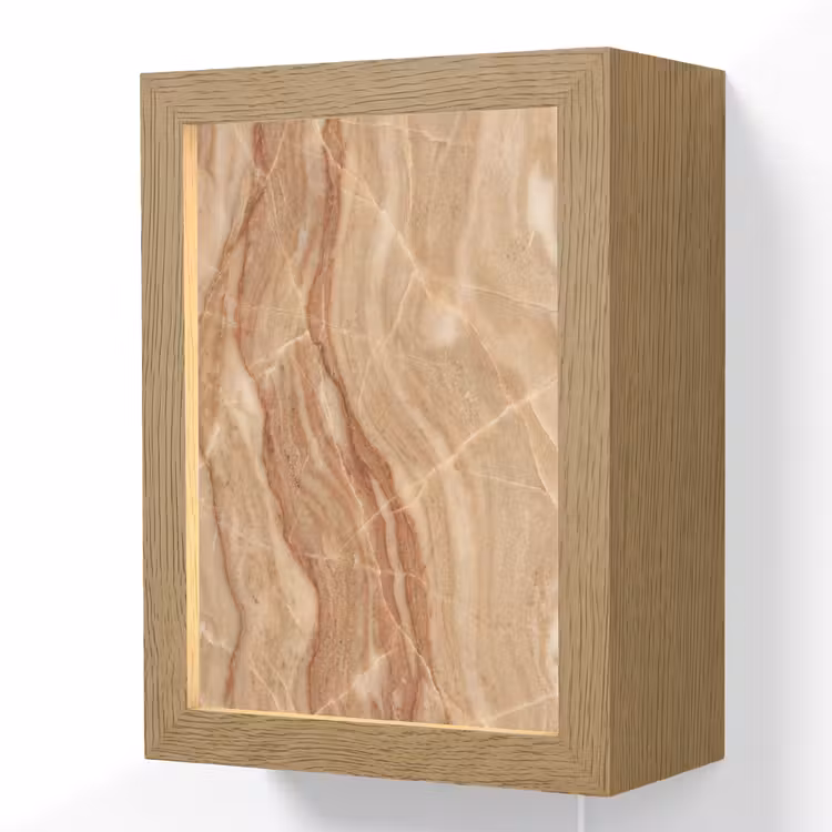 Marmer - Ader - Natuur - Abstract - Beige Light Box met kabel (Wandlamp) klein -3d