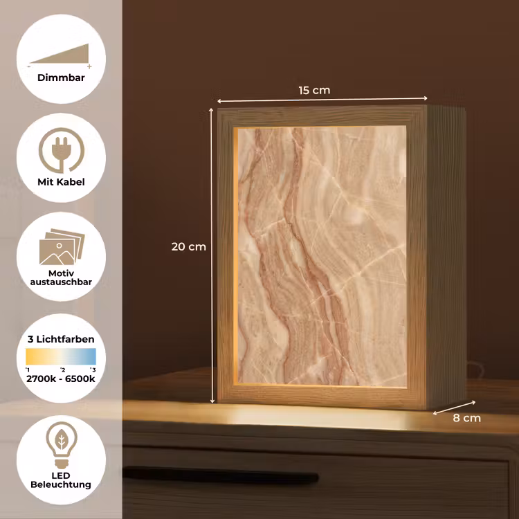 Marmer - Ader - Natuur - Abstract - Beige Light Box met kabel (Wandlamp) klein -USP_websiteoverzichtDE