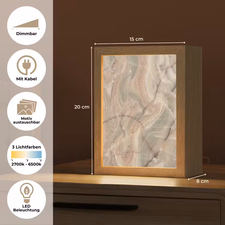 Marmer - Patroon - Abstract - Beige - Groen Light Box met kabel (Wandlamp) klein -USP_websiteoverzichtDE