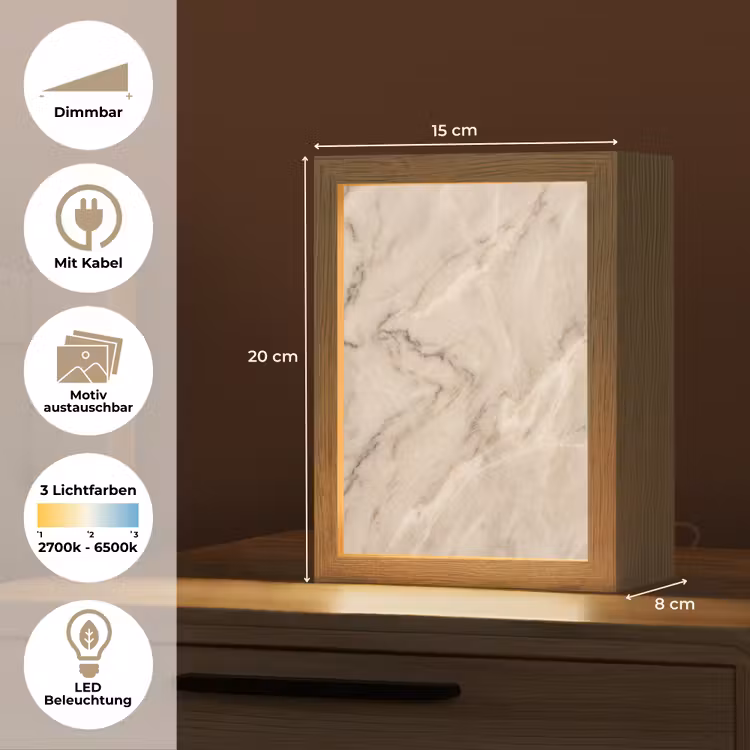 Marmer - Patroon - Abstract - Modern - Beige Light Box met kabel (Wandlamp) klein -USP_websiteoverzichtDE