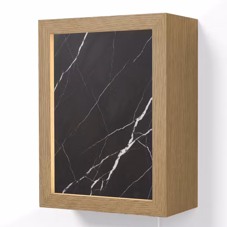 Marmer - Patroon - Abstract - Modern - Zwart Light Box met kabel (Wandlamp) klein -3d