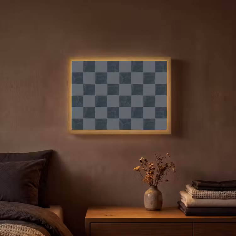 Marmer - Patroon - Antraciet Light Box met batterij (Wandlamp) middel 907 -sfeer4