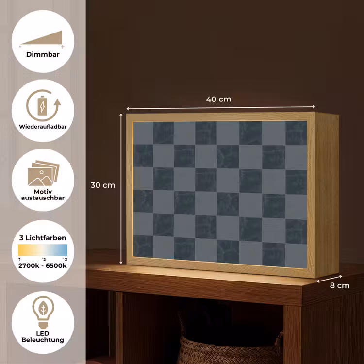 Marmer - Patroon - Antraciet Light Box met batterij (Wandlamp) middel 907 -USP_websiteoverzichtDE