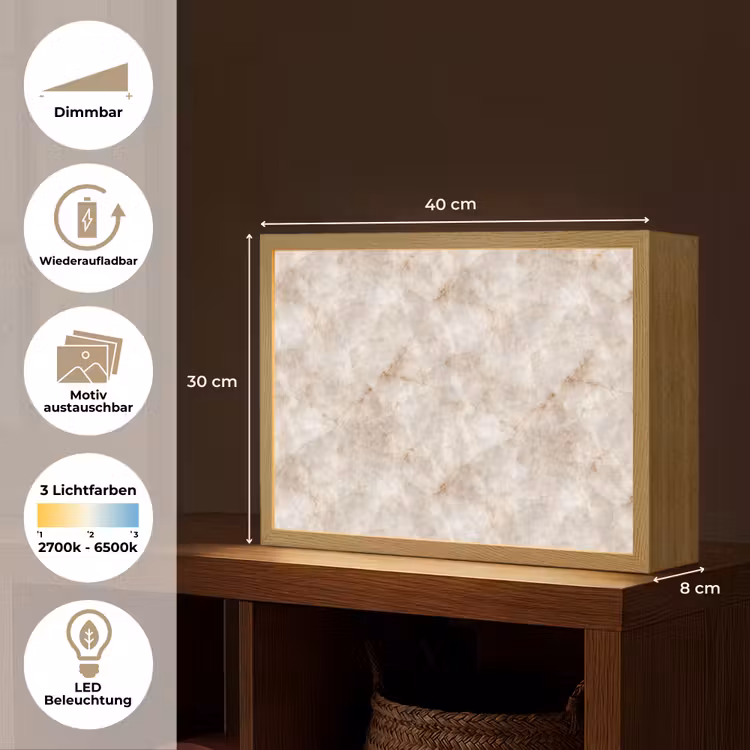 Marmer - Patroon - Klassiek Light Box met batterij (Wandlamp) middel 907 -USP_websiteoverzichtDE