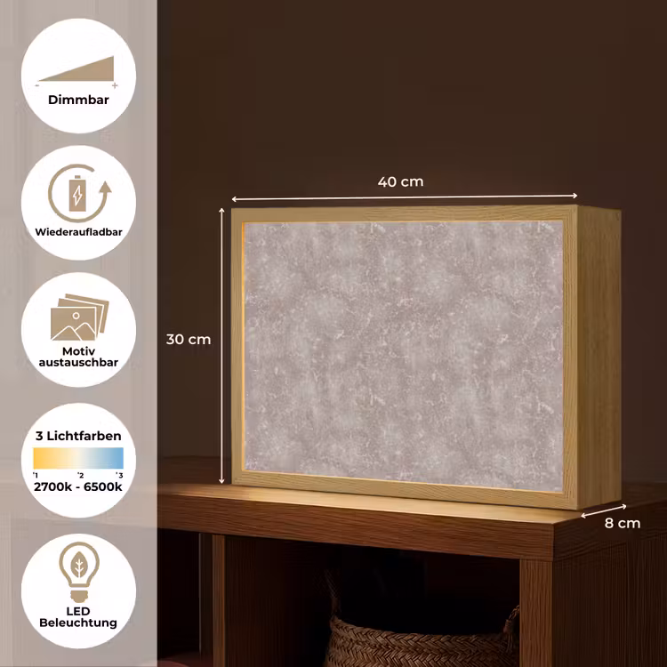 Marmer - Patroon - Mauve Light Box met batterij (Wandlamp) middel 907 -USP_websiteoverzichtDE