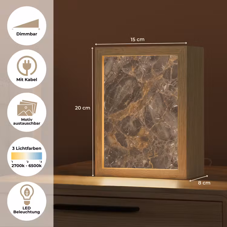 Marmer - Patroon - Natuur - Bruin - Goud Light Box met kabel (Wandlamp) klein -USP_websiteoverzichtDE
