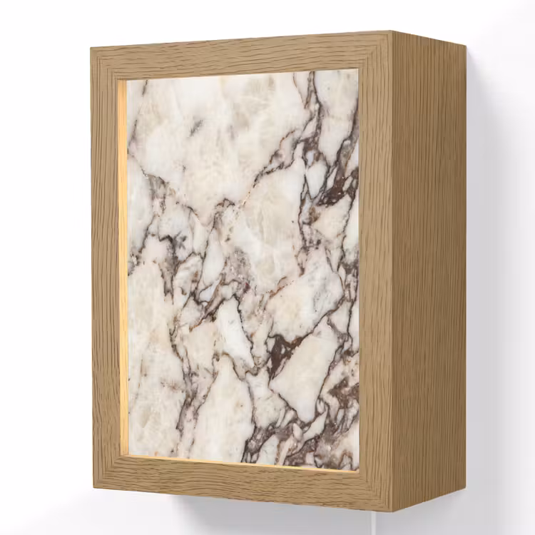 Marmer - Textuur - Abstract - Wit - Bruin Light Box met kabel (Wandlamp) klein -3d