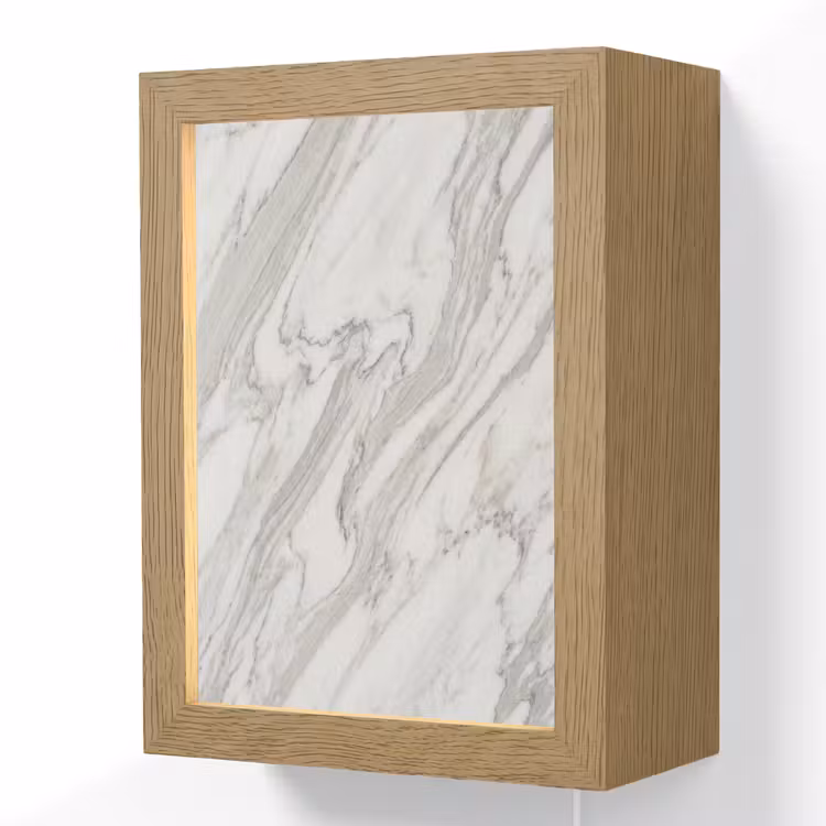 Marmer - Wit - Grijs - Structuur - Modern Light Box met kabel (Wandlamp) klein -3d