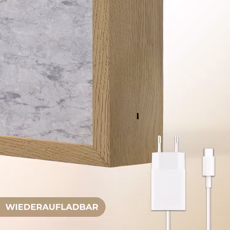 Marmerplaat - Patroon - Grijs Light Box met batterij (Wandlamp) middel 907 -USP_websiteoplaadbaarDE