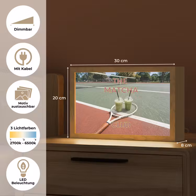 Matcha Club - Tennis - Matcha Light Box met kabel (Wandlamp) klein -USP_websiteoverzichtDE