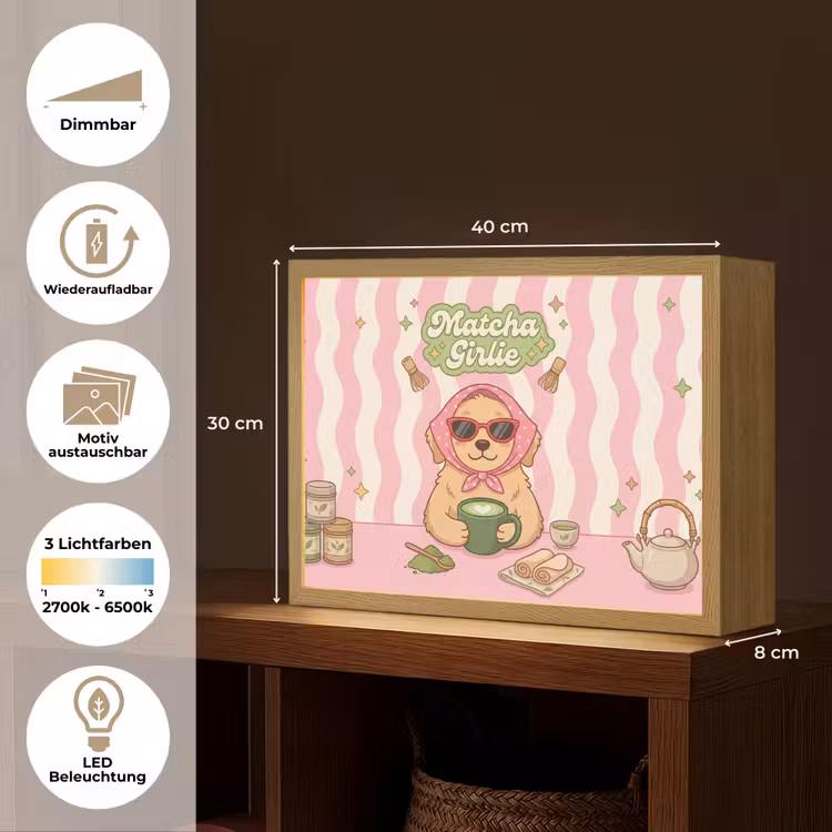 Matcha - Hond - Roze - Groen Light Box met batterij (Wandlamp) middel -USP_websiteoverzichtDE