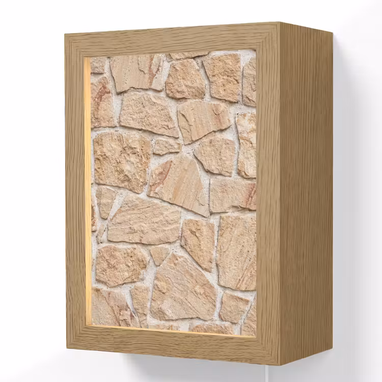 Muur - Steen - Patroon - Rustiek - Beige Light Box met kabel (Wandlamp) klein -3d