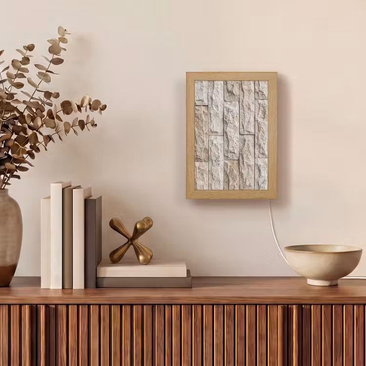 Muur - Steen - Ruw - Beige - Textuur Light Box met kabel (Wandlamp) klein -sfeer2