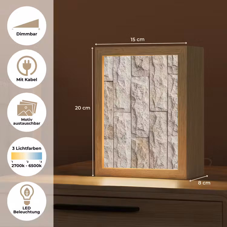Muur - Steen - Ruw - Beige - Textuur Light Box met kabel (Wandlamp) klein -USP_websiteoverzichtDE