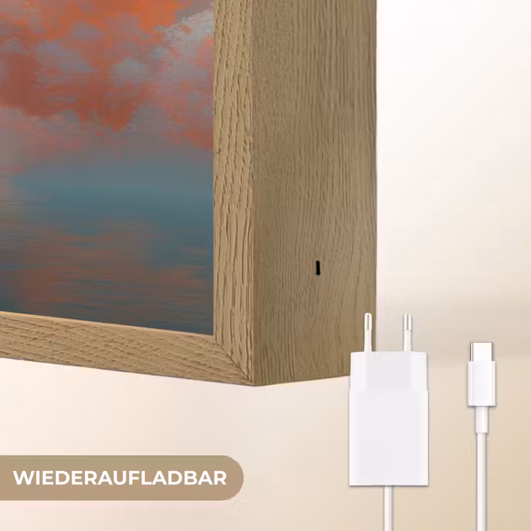 Zee - Boot - Wolken - Oranje Light Box met batterij (Wandlamp) middel -USP_websiteoplaadbaarDE