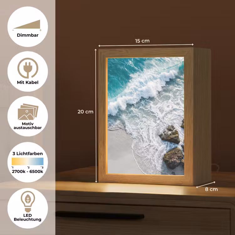 Zee - Golf - Strand - Natuur - Blauw Light Box met kabel (Wandlamp) klein -USP_websiteoverzichtDE