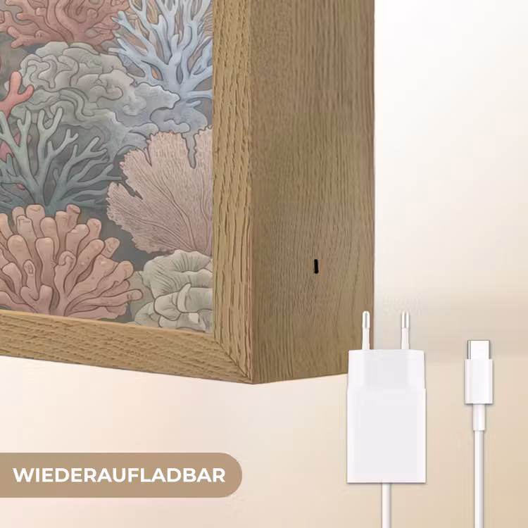 Zee - Koraal - Vis - Natuur - Kleurrijk Light Box met batterij (Wandlamp) middel -USP_websiteoplaadbaarDE