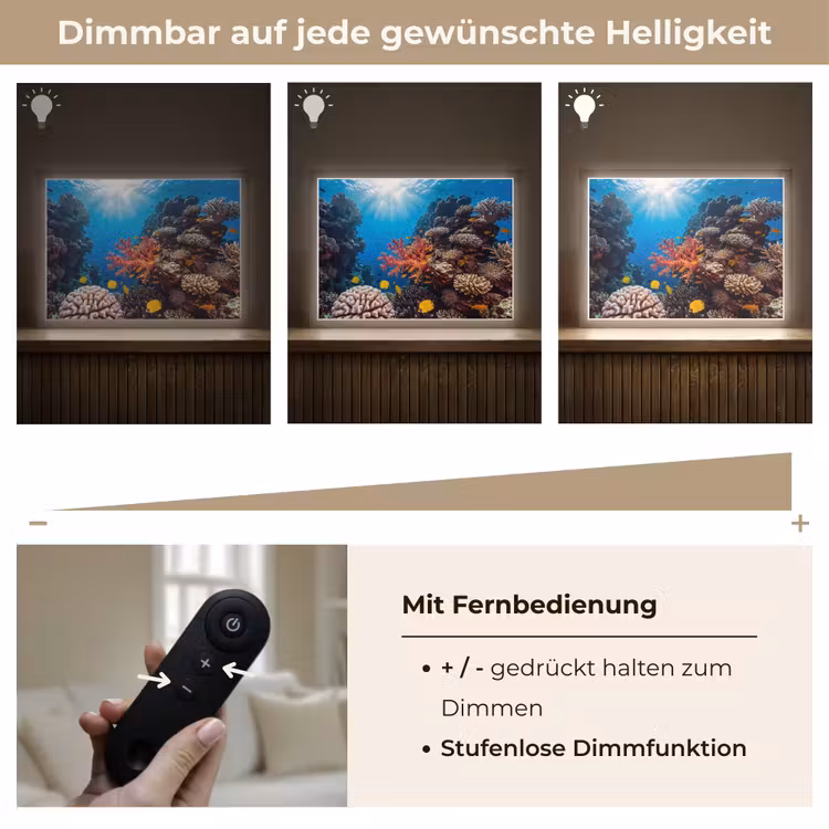 Zee - Koraalrif - Natuur - Levendig - Blauw Light Box met batterij (Wandlamp) middel -USP_dimbaarDE