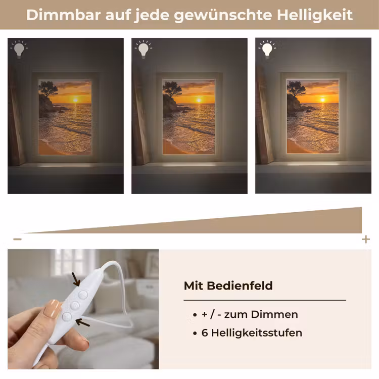 Zee - Kust - Zonsondergang - Natuur - Oranje Light Box met kabel (Wandlamp) klein -USP_dimbaarDE