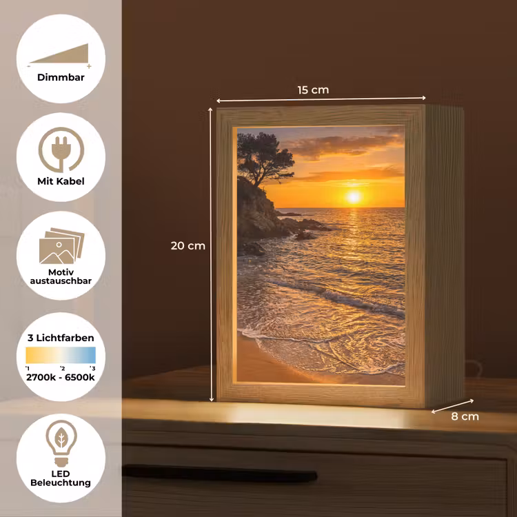 Zee - Kust - Zonsondergang - Natuur - Oranje Light Box met kabel (Wandlamp) klein -USP_websiteoverzichtDE