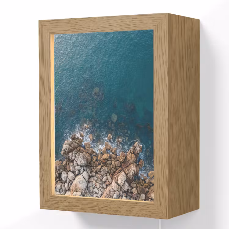 Zee - Kustlijn - Natuur - Abstract - Blauw Light Box met kabel (Wandlamp) klein -3d
