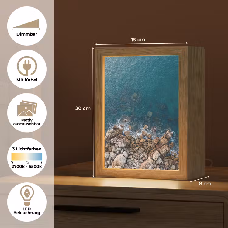 Zee - Kustlijn - Natuur - Abstract - Blauw Light Box met kabel (Wandlamp) klein -USP_websiteoverzichtDE