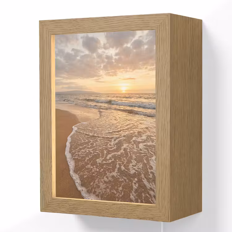 Zee - Kustlijn - Wolken - Landschap - Oranje Light Box met kabel (Wandlamp) klein -3d