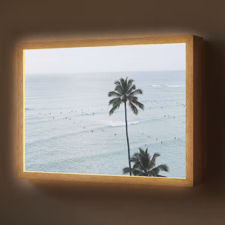 Oceaan - Palmbomen - Surfers Light Box met batterij (Wandlamp) middel -z3d_website
