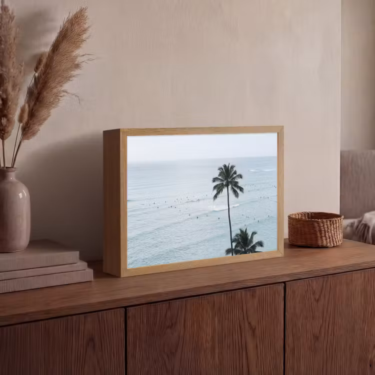 Oceaan - Palmbomen - Surfers Light Box met batterij (Wandlamp) middel -sfeer2