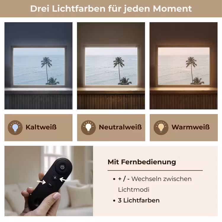 Oceaan - Palmbomen - Surfers Light Box met batterij (Wandlamp) middel -USP_lichtkleurDE