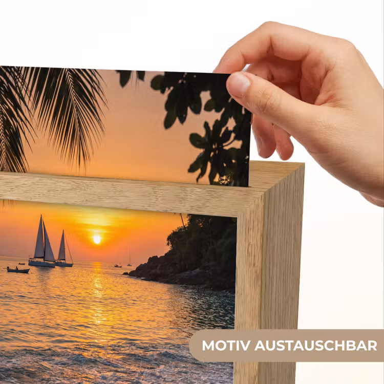 Zee - Zonsondergang - Boot - Natuur - Oranje Light Box met kabel (Wandlamp) klein -USP_websiteprintDE
