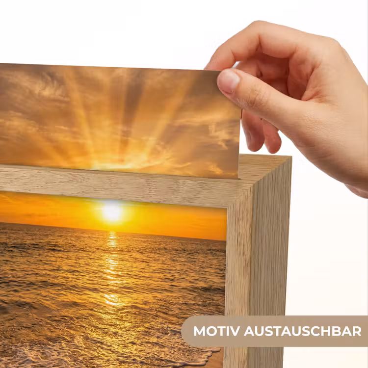 Zee - Zonsondergang - Golven - Kust - Oranje Light Box met kabel (Wandlamp) klein -USP_websiteprintDE