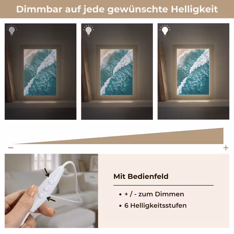 Zee - Strand - Golven - Natuur - Blauw Light Box met kabel (Wandlamp) klein -USP_dimbaarDE
