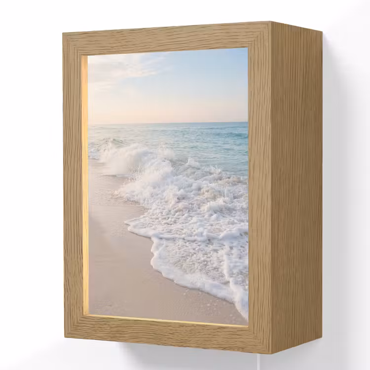 Zee - Golven - Strand - Natuur - Wit Light Box met kabel (Wandlamp) klein -3d
