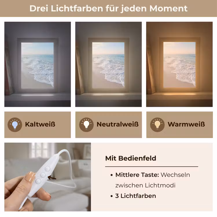 Zee - Golven - Strand - Natuur - Wit Light Box met kabel (Wandlamp) klein -USP_lichtkleurDE