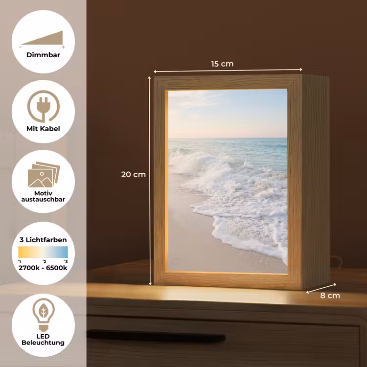 Zee - Golven - Strand - Natuur - Wit Light Box met kabel (Wandlamp) klein -USP_websiteoverzichtDE