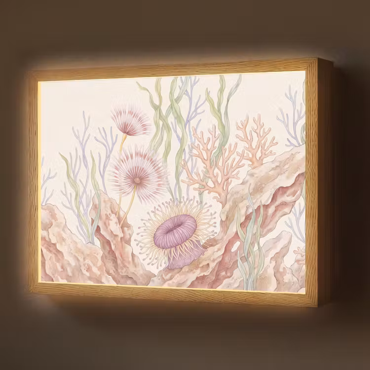 Zeeleven - Koraal - Onderwater - Illustratie - Kleurrijk Light Box met batterij (Wandlamp) middel -z3d_website