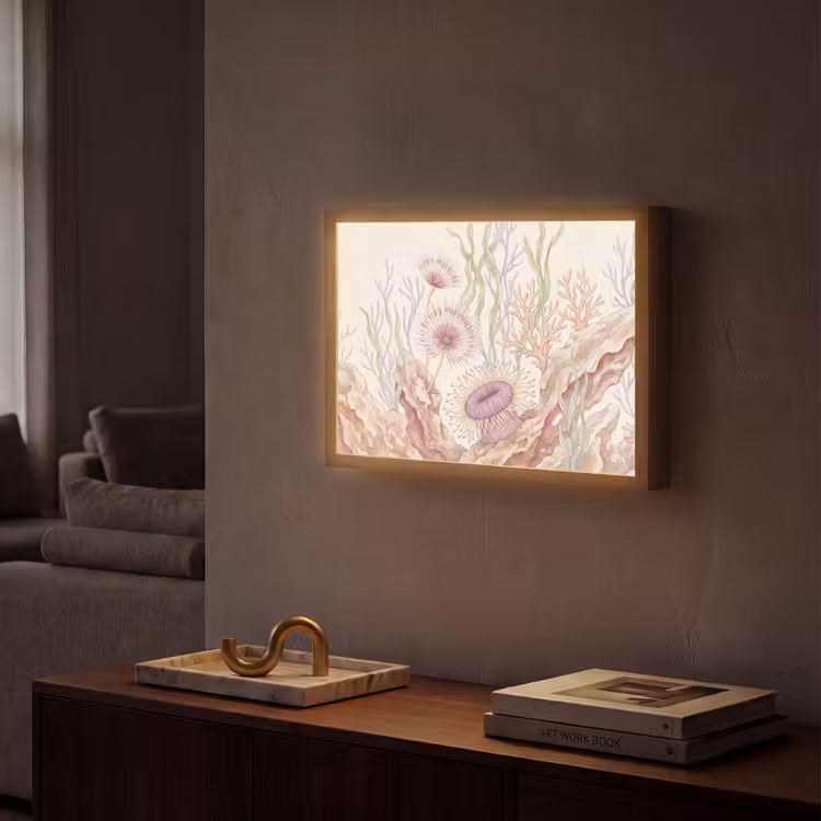 Zeeleven - Koraal - Onderwater - Illustratie - Kleurrijk Light Box met batterij (Wandlamp) middel -sfeer1