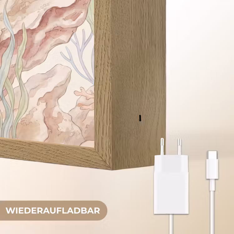 Zeeleven - Koraal - Onderwater - Illustratie - Kleurrijk Light Box met batterij (Wandlamp) middel -USP_websiteoplaadbaarDE