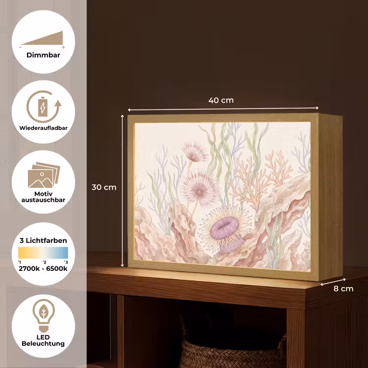 Zeeleven - Koraal - Onderwater - Illustratie - Kleurrijk Light Box met batterij (Wandlamp) middel -USP_websiteoverzichtDE