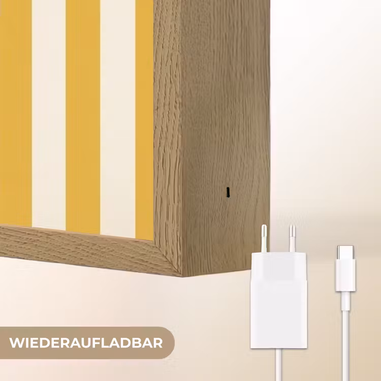 More coffee - Geel - Paars - Strepen - Mok Light Box met batterij (Wandlamp) middel -USP_websiteoplaadbaarDE