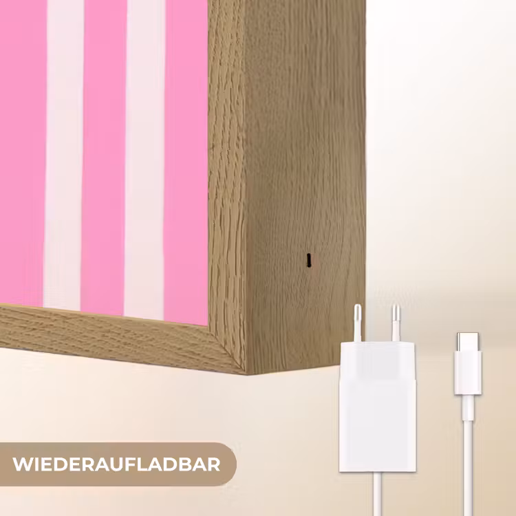More coffee - Roze - Paars - Strepen - Mok Light Box met batterij (Wandlamp) middel -USP_websiteoplaadbaarDE