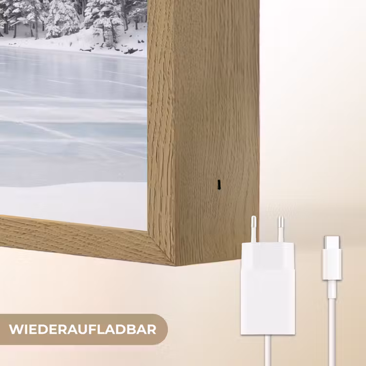 Meer - Dennen - IJs - Winter - Rustgevend Light Box met batterij (Wandlamp) middel -USP_websiteoplaadbaarDE