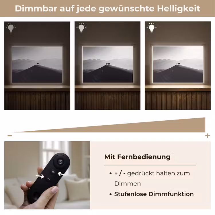 Mens - Kameel - Zandduin - Natuur - Monochroom Light Box met batterij (Wandlamp) middel -USP_dimbaarDE