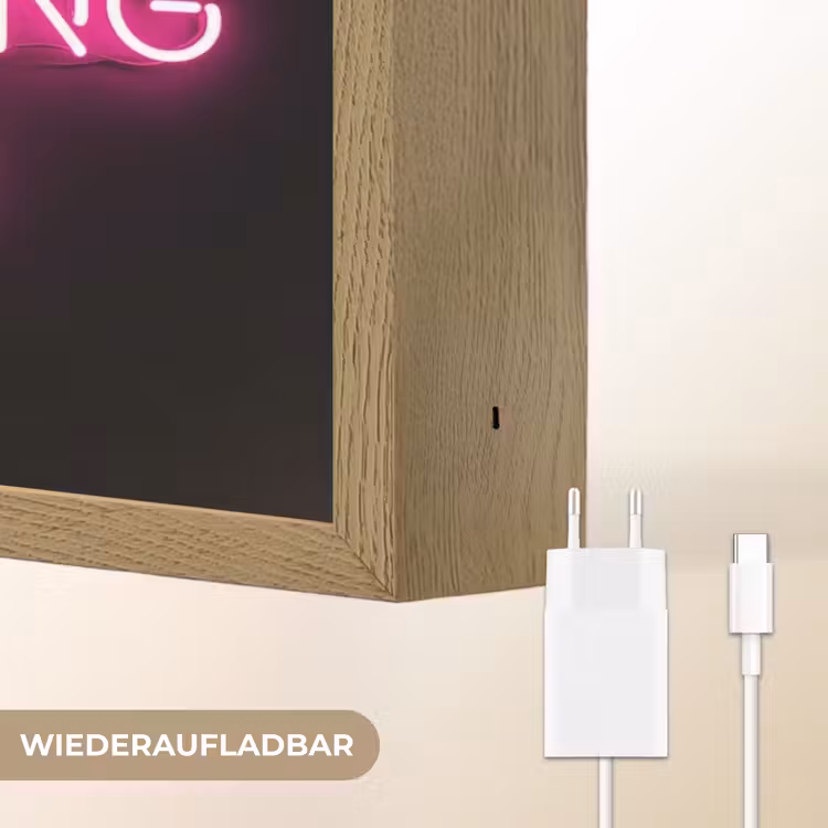 Man - Tekst - Neon Light Box met batterij (Wandlamp) middel -USP_websiteoplaadbaarDE