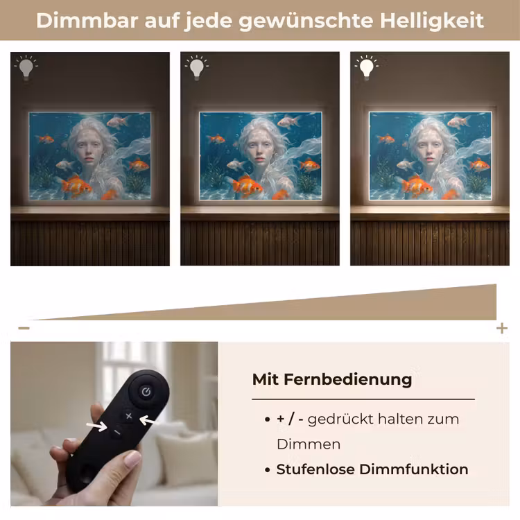 Mens - Onderwater - Vis - Modern - Blauw Light Box met batterij (Wandlamp) middel -USP_dimbaarDE