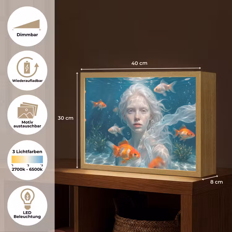 Mens - Onderwater - Vis - Modern - Blauw Light Box met batterij (Wandlamp) middel -USP_websiteoverzichtDE