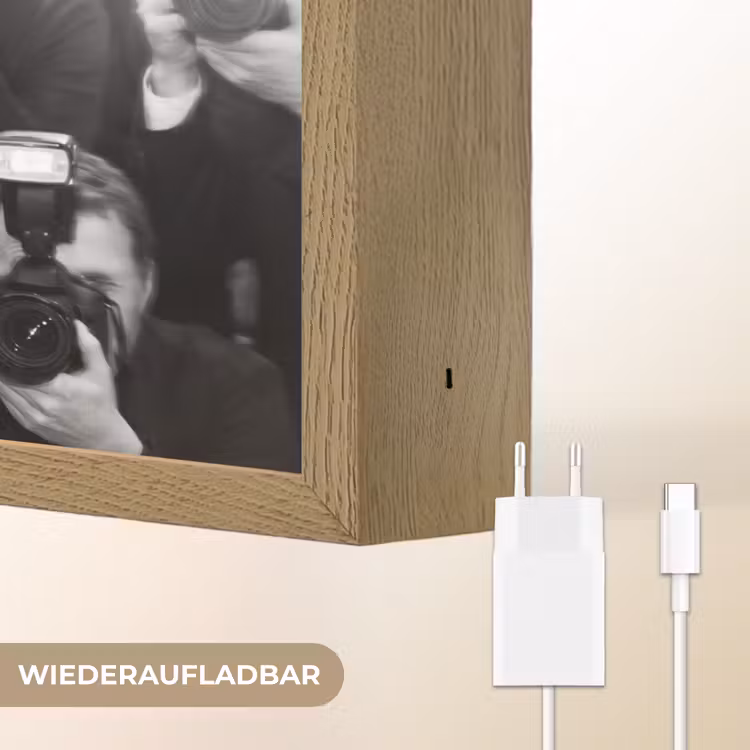 Mensen - Camera - Flitslicht - Zwart-wit - Media Light Box met batterij (Wandlamp) middel -USP_websiteoplaadbaarDE