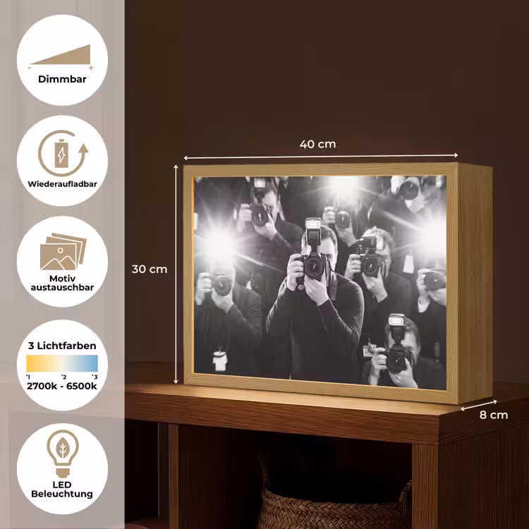 Mensen - Camera - Flitslicht - Zwart-wit - Media Light Box met batterij (Wandlamp) middel -USP_websiteoverzichtDE