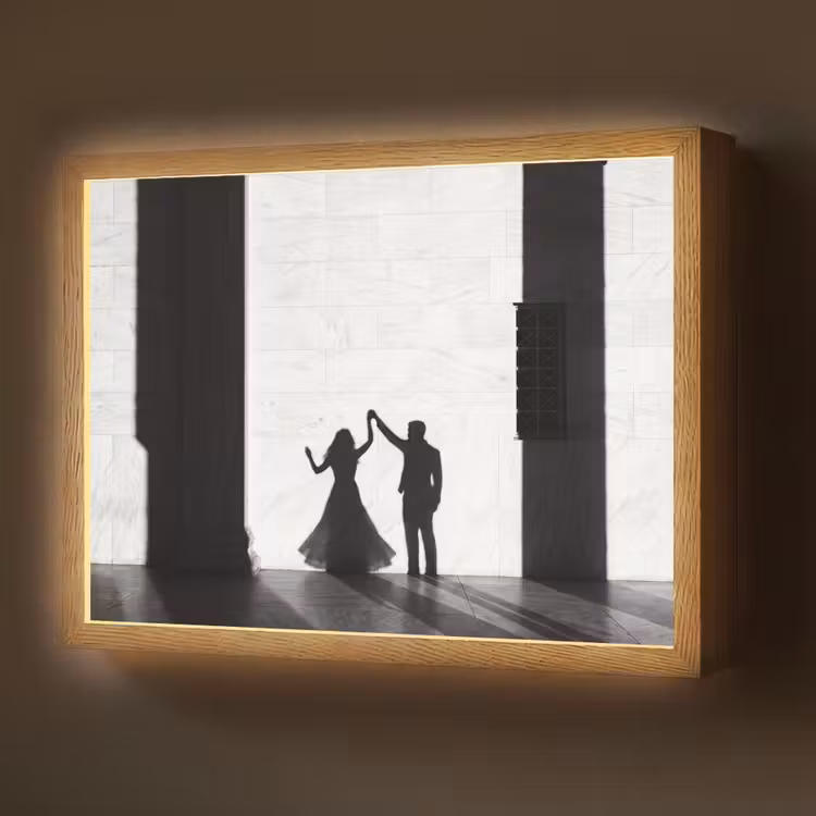 Mensen - Schaduw - Dans - Zwart-wit - Liefde Light Box met batterij (Wandlamp) middel -z3d_website